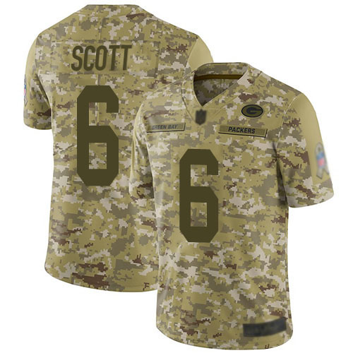 Green Bay Packers Limited Camo Men #6 Scott J K Jersey Nike NFL 2018 Salute to Service